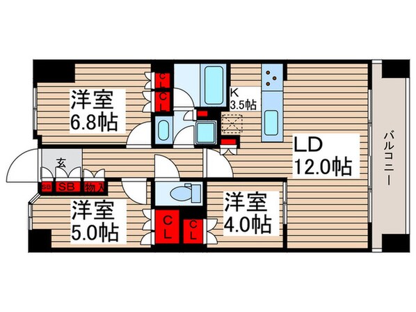 ザ・パークハウス青砥(1704)の物件間取画像